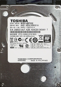 TOSHIBA MQ01ABF032 2.5インチ 7mm SATA600 320GB 61回 16537時間