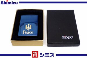1円【ZIPPO】未使用品 PEACE ジッポ ピース ブルーカラー 2000年製 タバコ オイルライター ケース付◆質屋