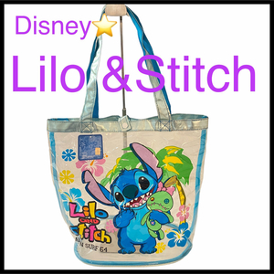 【Disney】【Lilo &Stitch】プールバッグ（大）ブルー　レディース ビニールバッグ