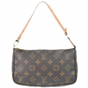 本物 ルイヴィトン LV LOUIS VUITTON ポシェットアクセソワール モノグラム アクセサリーポーチ ハンドバッグ ブラウン M51980