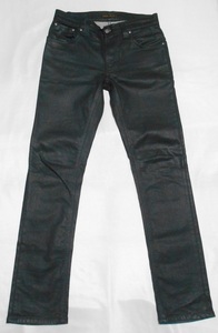 Nudie Jeans ヌーディージーンズ　THIN FINN　ORG.BACK 2 BLACK　ブラックコーテイング ジーンズ　黒　ストレッチ　W30
