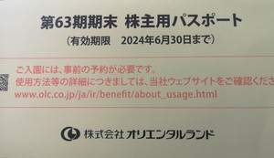 【送料無料】オリエンタルランド株主優待券　1枚