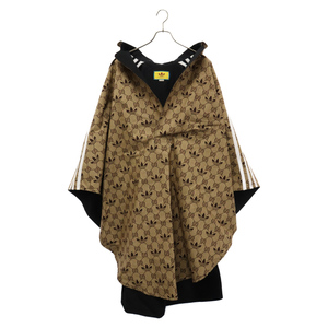 GUCCI グッチ×adidas reversible cape coat×アディダス トレフォイルGG総柄 ケープコート ブラウン 716273