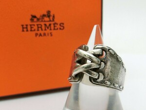 1000円スタート 指輪 HERMES エルメス メキシコリング コルセット ダブル 925 シルバー 総重量約7.5g 約6.5号 箱付 アクセサリー 3 B209