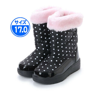 【新品 未使用】子供用 防寒ブーツ ブラック ピンク 17.0cm 17991