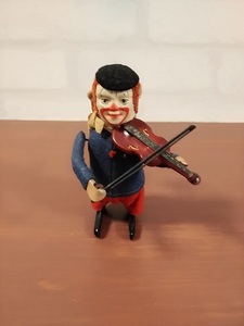 ▲DO837▲ シュコ―社 バイオリン弾きのピエロ ヴィンテージ 人形 ぜんまい人形 薇 ドール doll 人形 SCHUCO