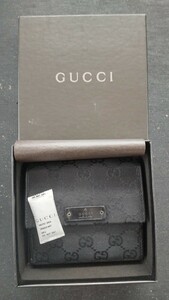 「GUCCIグッチ」デニム生地 カラー:ブラック MADE IN ITALY 財布 中古//百貨店購入 ウォレット 