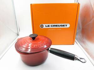 【箱付】LE CREUSET ル・クルーゼ オレンジ ソースパン 20cm 片手鍋 蓋付き 291391-18-06 ☆鍋 調理器具