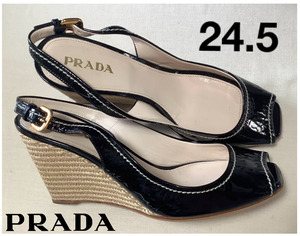 ☆★見逃せない★☆ 超美品 ！PRADA プラダ ウェッジ ソール 夏 サンダル 39号 → 24.5 ！