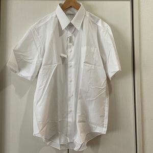 送料無料　新品 SunTerrace 半袖ワイシャツ 42 白無地　ホワイト　ドレスシャツ 日本製　送料込み送料込み