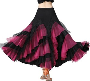 ダンス衣装 チュール スカート(ピンク-yo ) 社交ダンス フラメンコ ボリュームアップ パニエ cy20n-