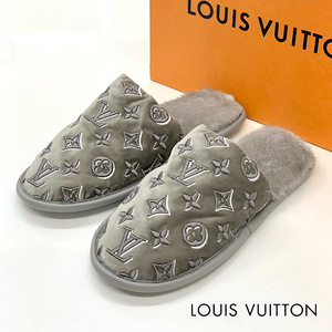 5400 未使用 ヴィトン LV スイートライン ベルベット ファー モノグラム スリッパ グレー