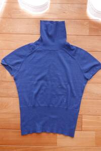 トラサルディ　カシミア70％混　紺タートル半袖セーター　３８