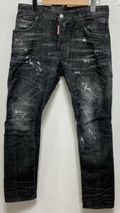 DSQUARED2 ディースクエアード2 ブラックデニム ダメージデニム 立体裁断 tidy biker jean 44 ブラック