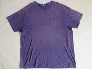 色あせあり 送料180円 Polo by Ralph Lauren 半袖 ポケットTシャツ 紫 L XL 身幅61cm ラルフローレン Tシャツ 作業着