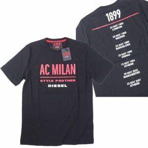 DIESEL×AC MILAN Tシャツ S 限定 ロゴ プリント ブラック