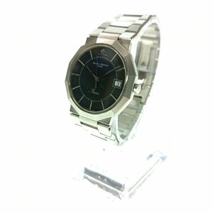 BAUME & MERCIER ボーム ＆ メルシエ RIVIERA リビエラ 5112 クォーツ シルバー デイト 黒文字盤 メンズ SS ブランド 腕時計 中古