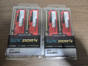 Team DDR4 2666Mhz PC4-21300 32GBx4枚（128GB） デスクトップ用メモリ Elite Plus シリーズ 