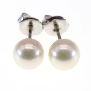 MIKIMOTO ミキモト ピアス K18WG パール 真珠 7.3㎜ 1P シンプル ホワイトゴールド