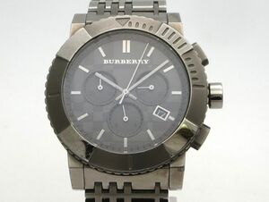 1000円スタート 腕時計 BURBERRY バーバリー BU2305 クオーツ QZ クロノグラフ デイト グレー文字盤 ラウンド メンズ WHO Z60034