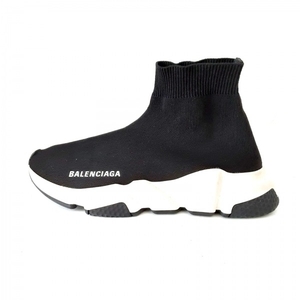 バレンシアガ BALENCIAGA スニーカー JP 24 スピードトレーナー 化学繊維 黒 レディース ストレッチニット/インソール取外し可 靴