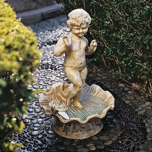 ケルビム（智天使）バランティン鋳造鉄製風彫像 ガーデン彫刻/カトリック教会 ガーデニング 園芸(輸入品
