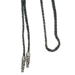 クロムハーツ Chrome Hearts LEATHER BRAID/スクロールレザーブレード シルバーネックレス 中古 NO05