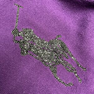 ラルフローレン ラインストーン Ralph Lauren 長袖 ポロシャツ 紫 パープル XLサイズ