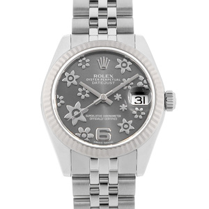 ロレックス デイトジャスト31 178274 グレー フラワーモチーフ 6アラビア G番 中古 ボーイズ(ユニセックス) 腕時計