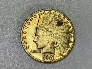 レプリカ インディアンヘッド 10ドル金貨 1961年 メダル NIHON SHINHOUSEKI 