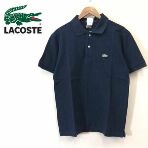 A1557-F◆ LACOSTE ラコステ 半袖ポロシャツ カットソー Tシャツ トップス ◆ size4 コットン100 ネイビー 古着 メンズ 春夏