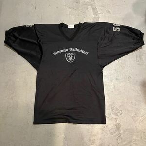 TEAMWORK NFL レイダース RAIDERS ビンテージ 80s 90s アメリカ USA製 ゲームジャージ Tシャツ M リップストップ ブラック メンズ アメフト