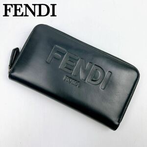 1円〜 FENDI フェンディ 長財布 ロングウォレット ブラック 黒色 レザー