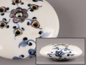 古美術 朝鮮古陶磁器 李朝 染付 辰砂 書道具 水滴 時代物 極上品 初だし品 C6055