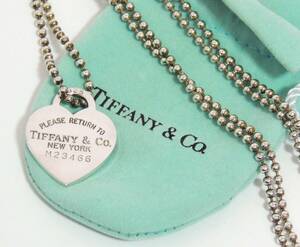 □　TIFFANY＆Co.　ティファニー　リターントゥ　ハートタグ　ネックレス　シルバー　925刻印　ボールチェーン　箱付き　中古品　③