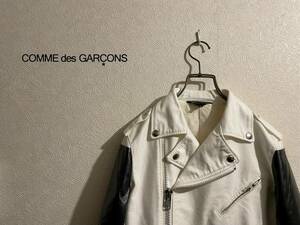 ◯ COMME des GARCONS PVC スリーブ ロング ライダース ジャケット / コムデギャルソン ダブル ホワイト ブラック XS Ladies #Sirchive