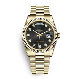 【送料無料】LGXIGE デイデイトスタイル ゴールドブラック ハイエンド ロレックス系オマージュ ウォッチ 腕時計 高級 メンズ サファイア