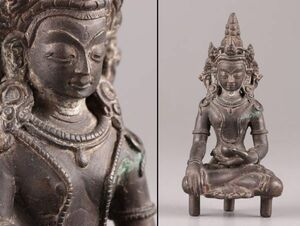 中国古玩 唐物 仏教美術 古銅造 チベット仏 仏像 時代物 極上品 初だし品 C6063