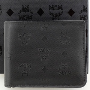 MCM エムシーエム 二つ折り財布 PVCｘレザー ブラック MXS 5SVH02 BK001 箱付き