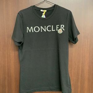 極美品 MONCLER モンクレール レディース ロゴ刺繍 半袖Tシャツ Sサイズ ブラック カットソー