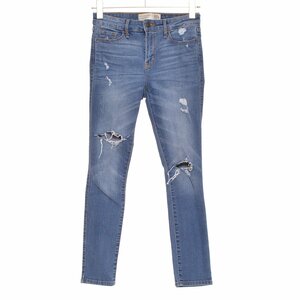 ◇468281 Abercrombie&Fitch アバクロンビー&フィッチ A&F デニムパンツ レギュラースキニーダメージジーンズ サイズ00 レディース ブルー