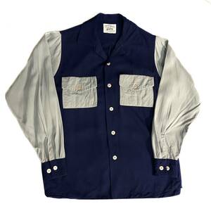 50s Vintage Rayon Shirts ギャバジン オープンカラー シャツ ヴィンテージ ビンテージ レーヨン アロハ 長袖 開襟 2トーン ツートーン