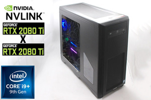 NVLink (2枚) NVIDIA RTX 2080 Ti / 美品 FRONTIER FRGBZ390/KD8-SLI Windows11 九世代 i9-9900K/ 64GBメモリ/ NVMe 500GB-SSD + 256GB-SSD