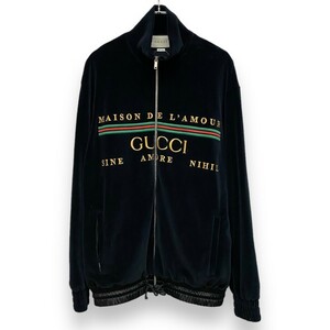 GUCCI 20SS Men’s Black Logo Embroidered Jacket ベロアトラックジャケット Sサイズ ブラック 595533 XJBTD グッチ シェニール ブルゾン