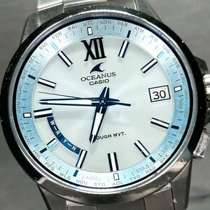 美品 CASIO カシオ OCEANUS オシアナス OCW-T150-2AJF 腕時計 タフソーラー 電波ソーラー アナログ アイスブルー カレンダー 動作確認済み