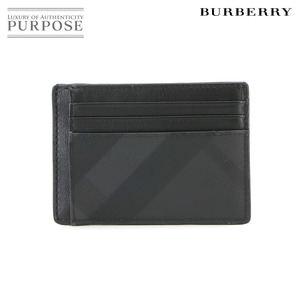 未使用 展示品 バーバリー BURBERRY ロンドンチェック カードケース マネークリップ PVC レザー ブラック グレー 8056630 90232095