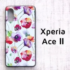 Xperia Ace Ⅱ ポピー 花 ソフトケース カバー エース2