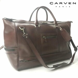 極美品 松崎鞄 マルエム製 CARVEN カーヴェン 牛革 オックスフォード オールレザー 大型 2Way ボストンバッグ ボルドー ACE エース