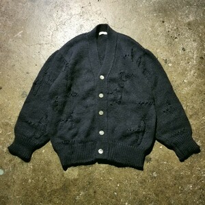 HOMME COMME des GARCONS デカオム 70s 80s ダメージ加工ニット 穴あきカーディガン ボロルック 1970s 1980s オムコムデギャルソン 