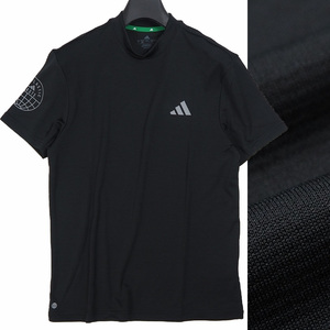 R356 新品 アディダスゴルフ モックネック シャツ 半袖 (サイズ:L) adidas GOLF ゴルフウェア ブラック